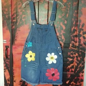Retro Handmade Upcycled Eco-Friendly Hippie 1960s-vibes Boho Cuffed Short-alls